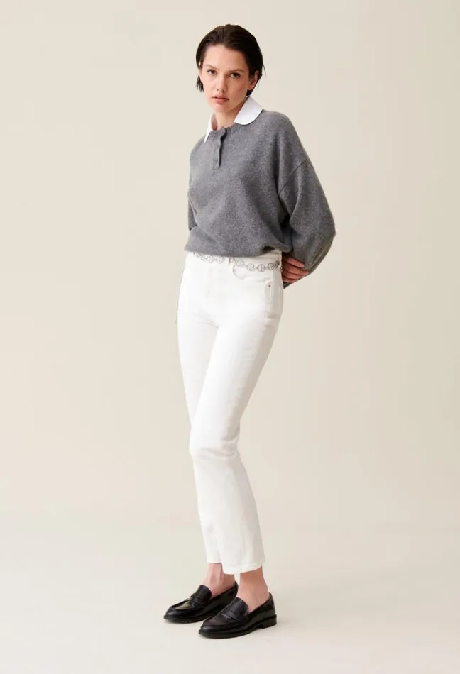 Claudie Pierlot Toto Slim 78 Jeans Ecru Clothes Jeans And Trousers