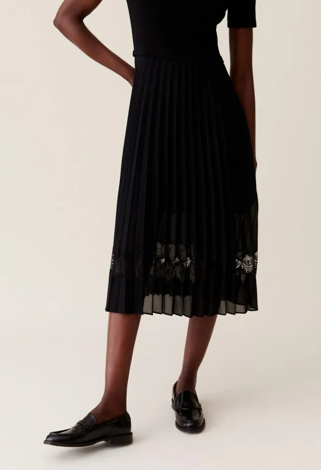 Claudie Pierlot Twist Black Bimaterial Midi Dress Clothes Dresses