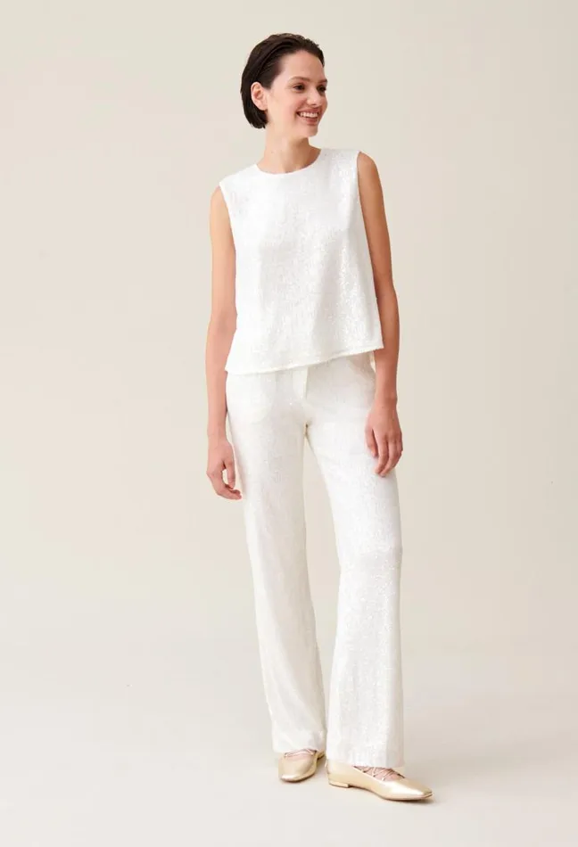 Claudie Pierlot White Sequinned Trousers Clothes Jeans And Trousers