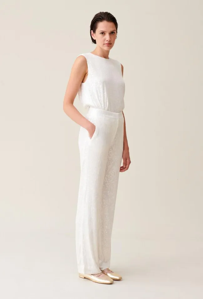 Claudie Pierlot White Sequinned Trousers Clothes Jeans And Trousers