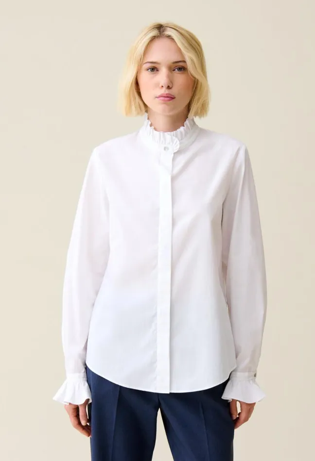 Claudie Pierlot White Shirt With Ruffled Collar Clothes Tops And Shirts Claudie Pierlot White Shirt With Ruffled Collar Clothes Tops And Shirts