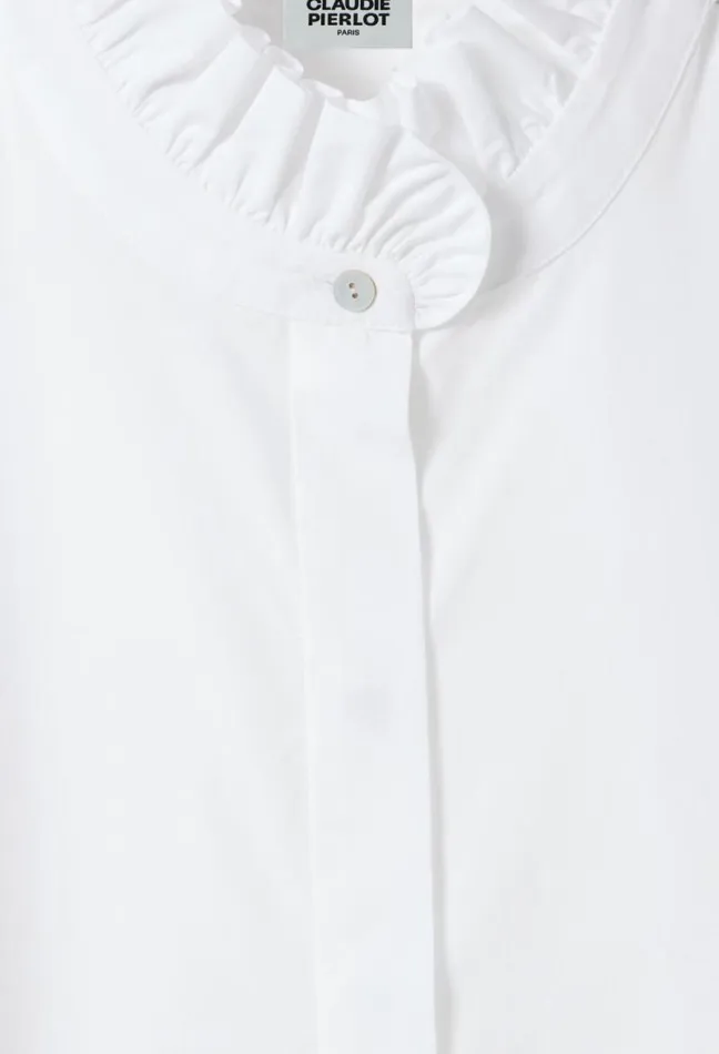 Claudie Pierlot White Shirt With Ruffled Collar Clothes Tops And Shirts Claudie Pierlot White Shirt With Ruffled Collar Clothes Tops And Shirts