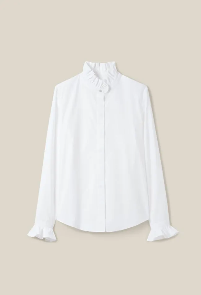 Claudie Pierlot White Shirt With Ruffled Collar Clothes Tops And Shirts Claudie Pierlot White Shirt With Ruffled Collar Clothes Tops And Shirts