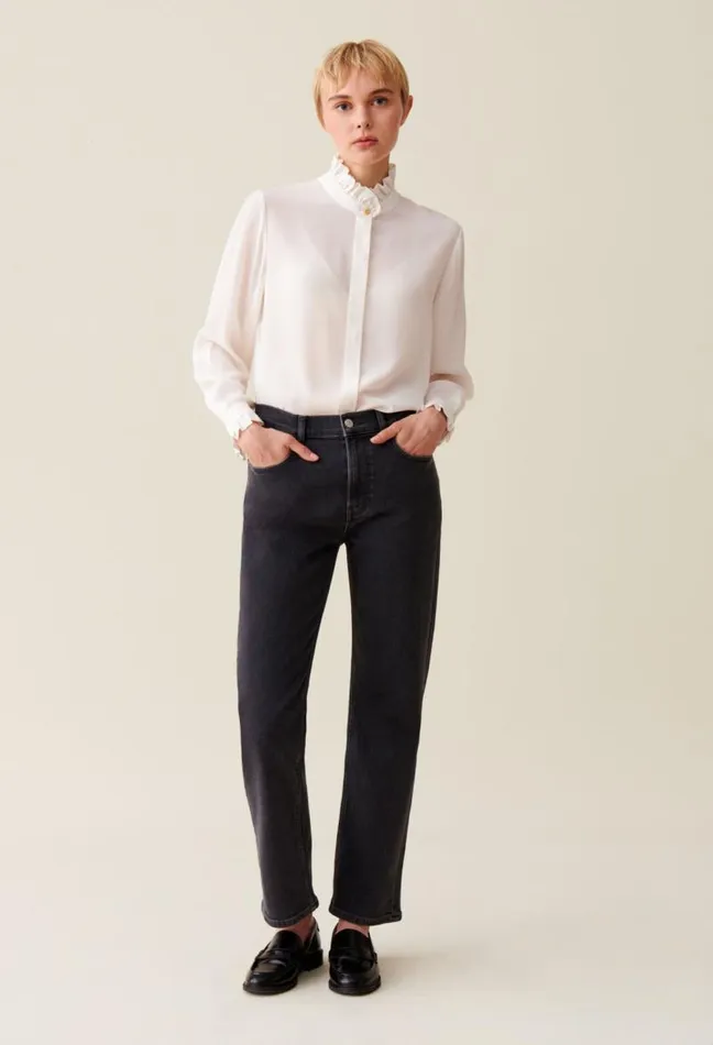 Claudie Pierlot White Shirt With Wavy Collar Clothes Tops And Shirts