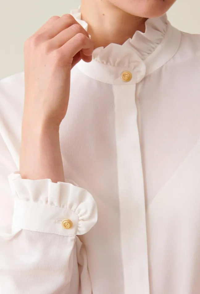 Claudie Pierlot White Shirt With Wavy Collar Clothes Tops And Shirts