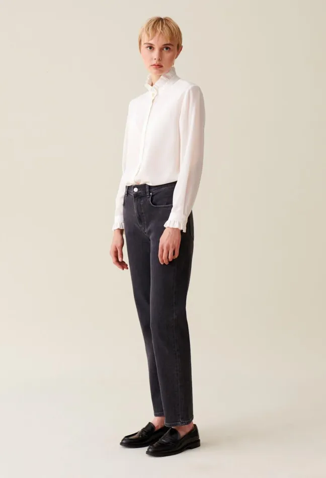 Claudie Pierlot White Shirt With Wavy Collar Clothes Tops And Shirts