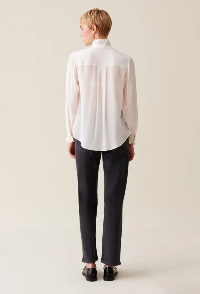 Claudie Pierlot White Shirt With Wavy Collar Clothes Tops And Shirts