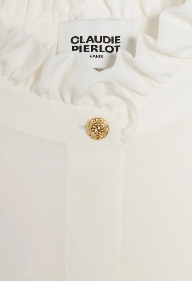 Claudie Pierlot White Shirt With Wavy Collar Clothes Tops And Shirts