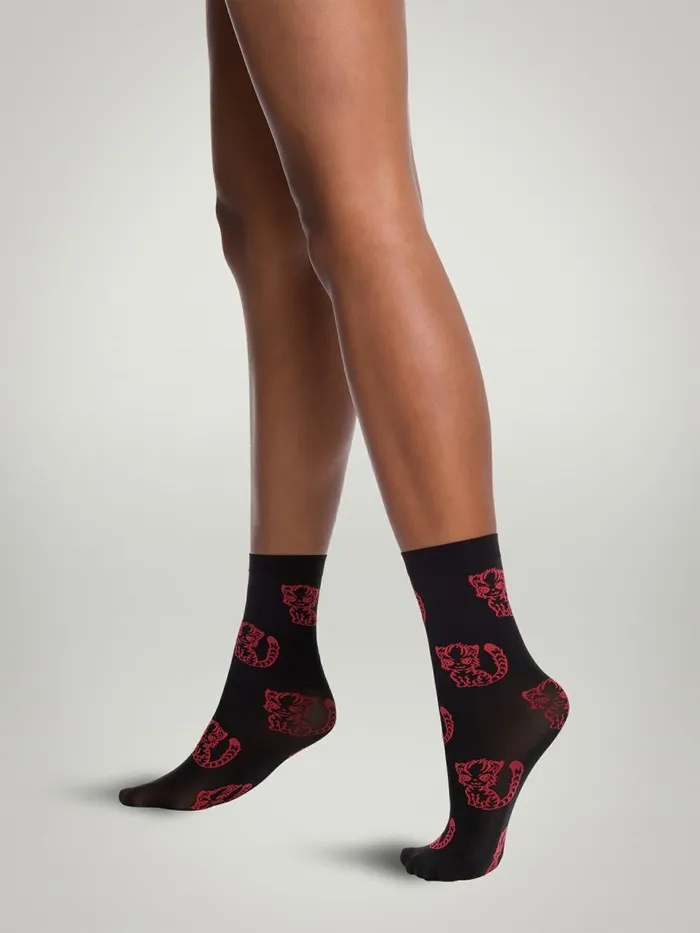 CNY Tiger Socks Blackred Women Wolford Socks