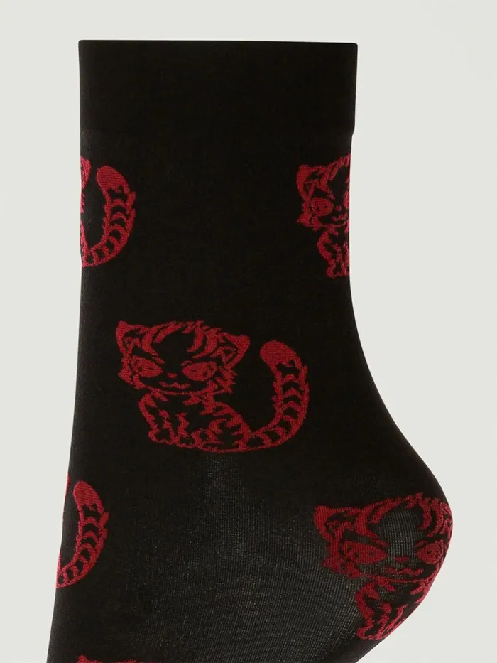 CNY Tiger Socks Blackred Women Wolford Socks
