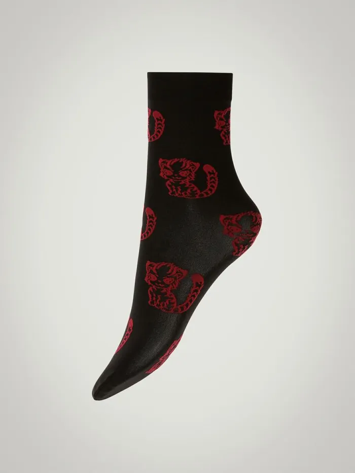 CNY Tiger Socks Blackred Women Wolford Socks