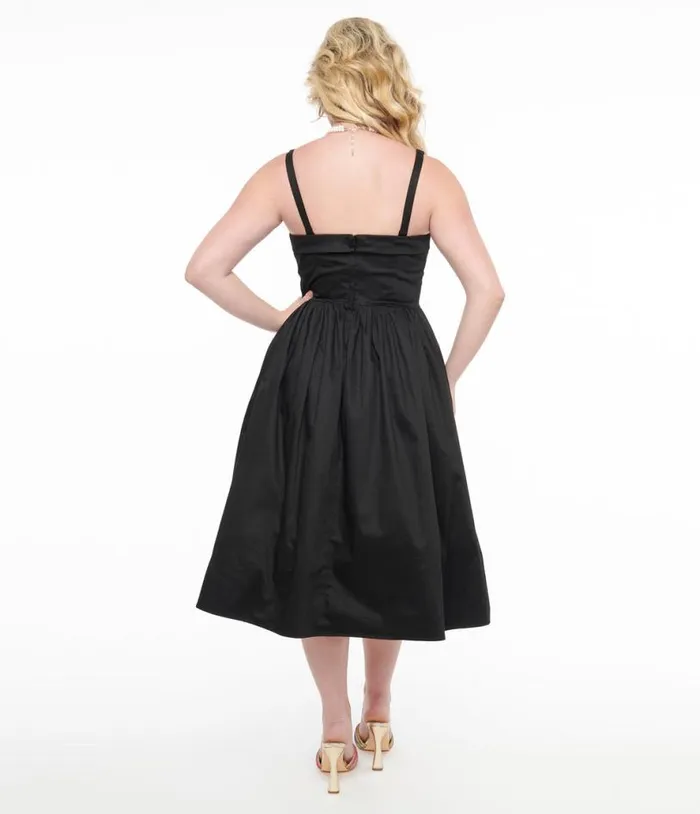 Collectif 1950s Black Kiana Swing Dress Dresses Unique Vintage Pocket Dresses