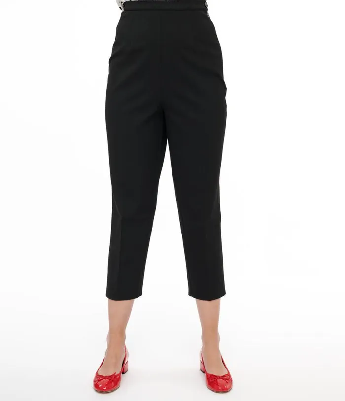Collectif 1950s Black Nora Capri Pants Clothing Unique Vintage Pants