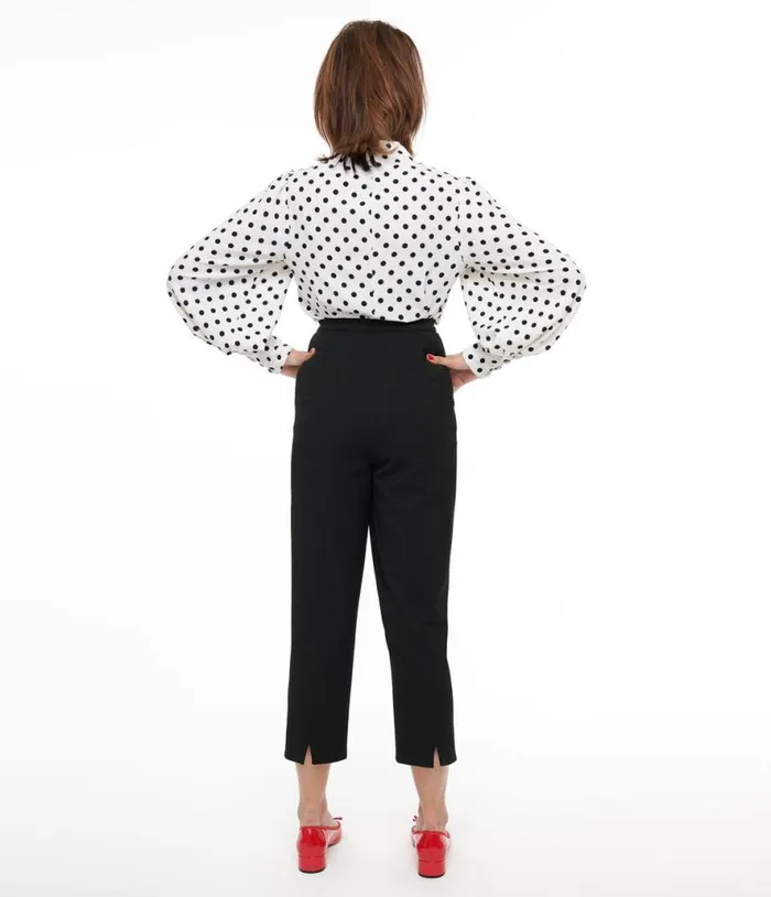 Collectif 1950s Black Nora Capri Pants Clothing Unique Vintage Pants