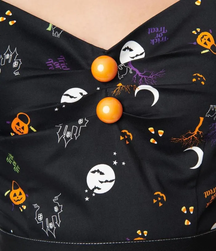 Collectif Black All Hallows Eve Dolores Top Halloween Unique Vintage Tops