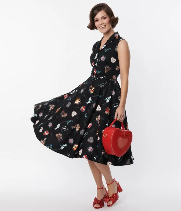 Collectif Black Cats Forever Caterina Swing Dress Dresses Unique Vintage Pocket Dresses Collectif Black Cats Forever Caterina Swing Dress Dresses Unique Vintage Pocket Dresses