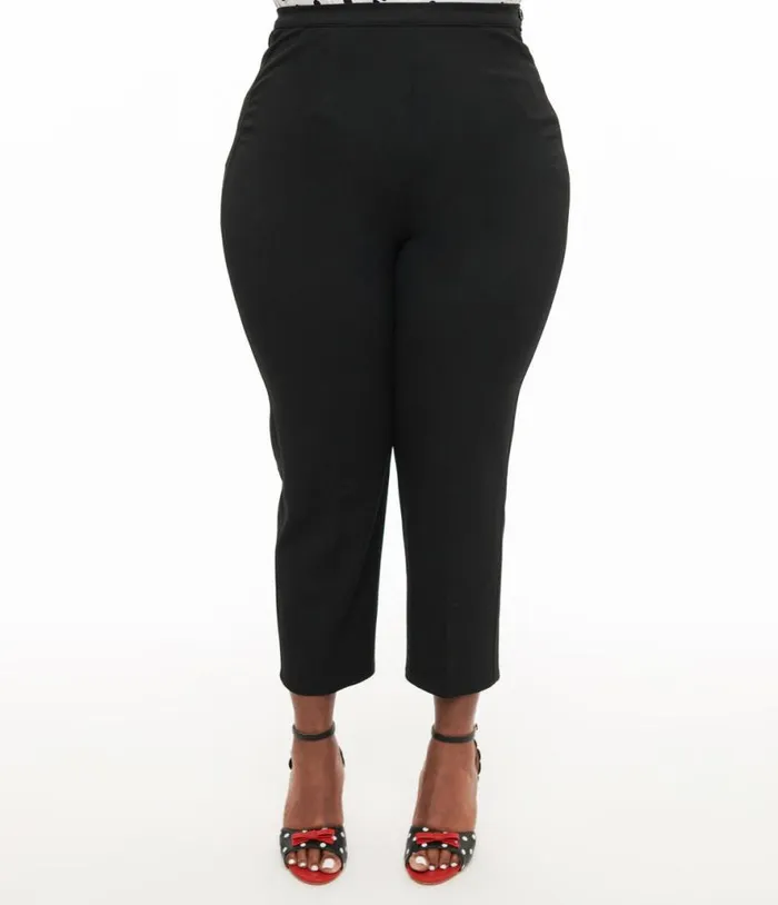 Collectif Plus Size 1950s Black Nora Capri Pants ClothingPlus Unique Vintage Pants