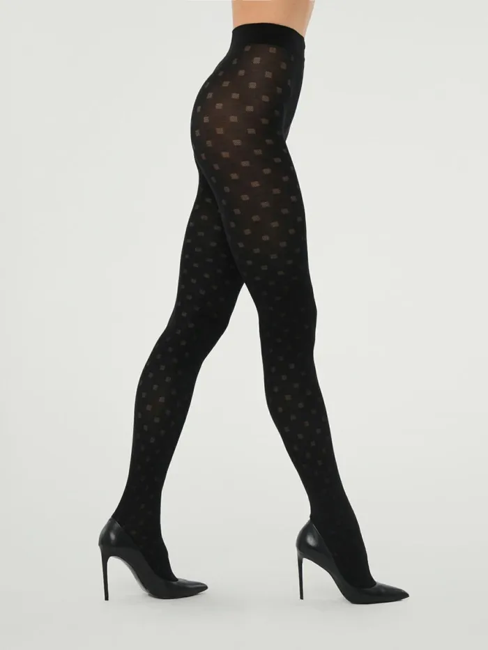 Cotton Square Tights Black Women Wolford Tights