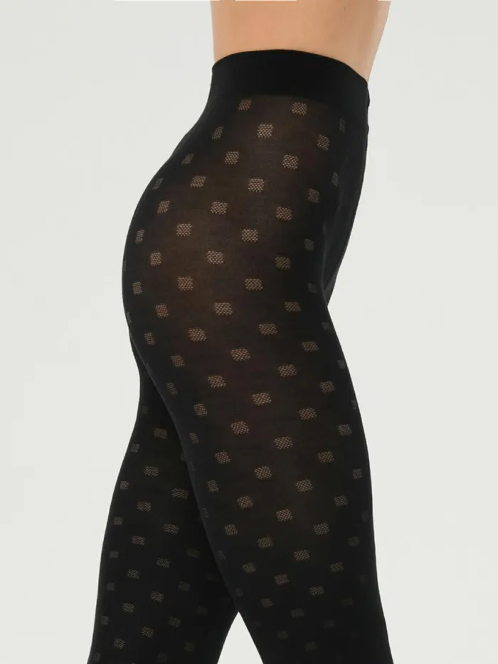 Cotton Square Tights Black Women Wolford Tights