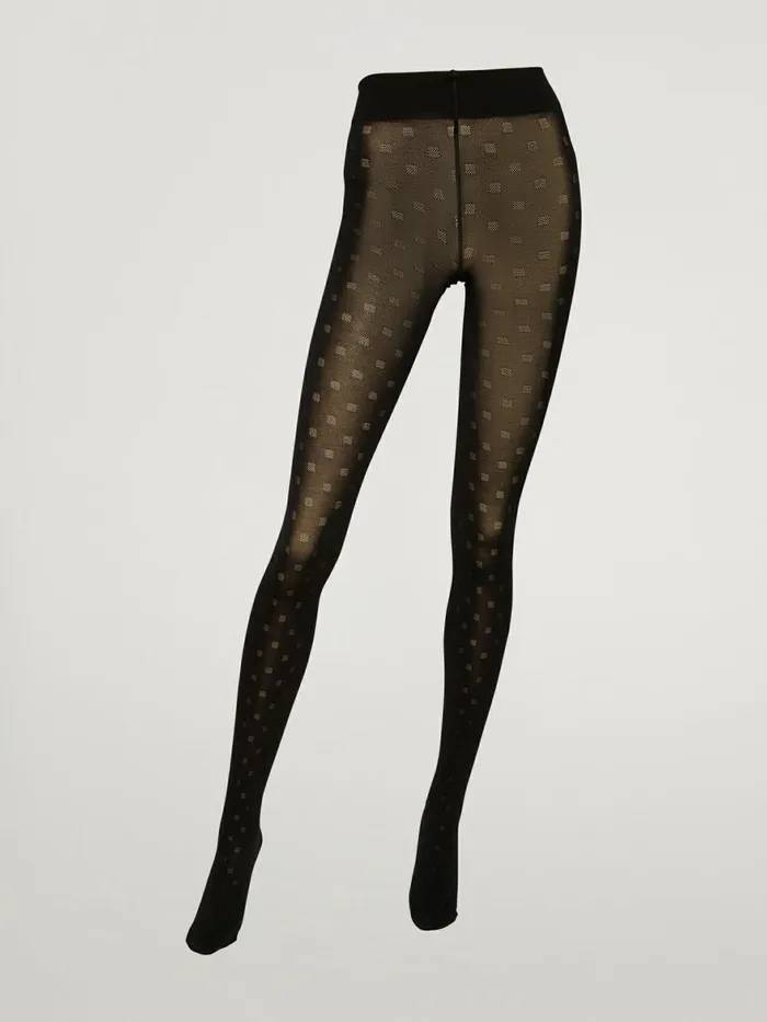 Cotton Square Tights Black Women Wolford Tights
