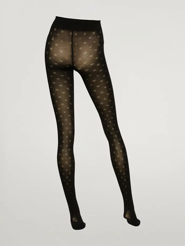 Cotton Square Tights Black Women Wolford Tights