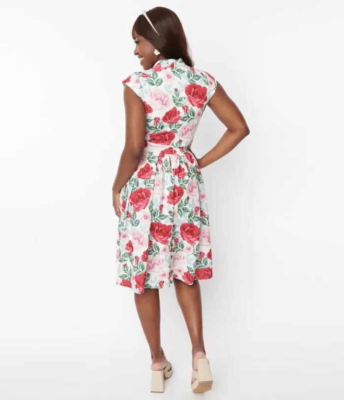 Cream and Roses Eva Swing Dress Dresses Unique Vintage Swing