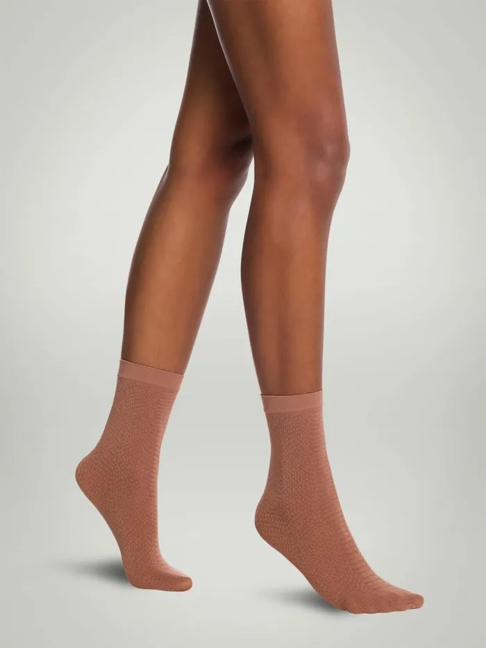Croco Jacquard Socks Coffe Women Wolford Socks