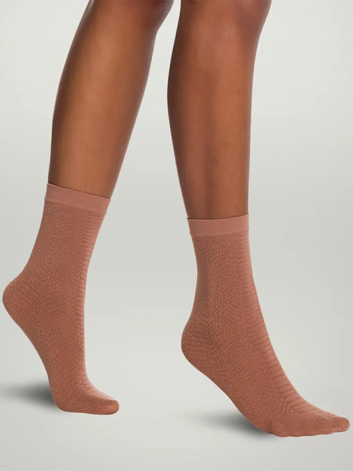 Croco Jacquard Socks Coffe Women Wolford Socks