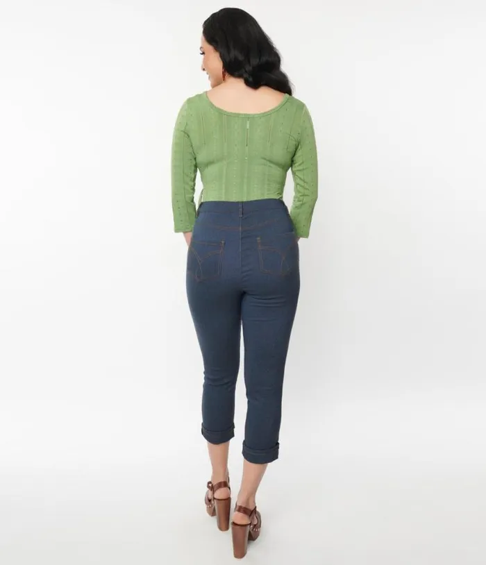 Denim Bengaline Capris Clothing Unique Vintage Pants