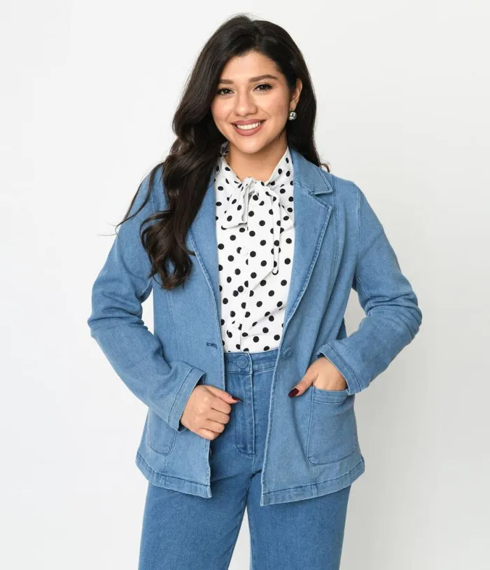 Denim Washed Blazer ClothingPlus Unique Vintage Jackets