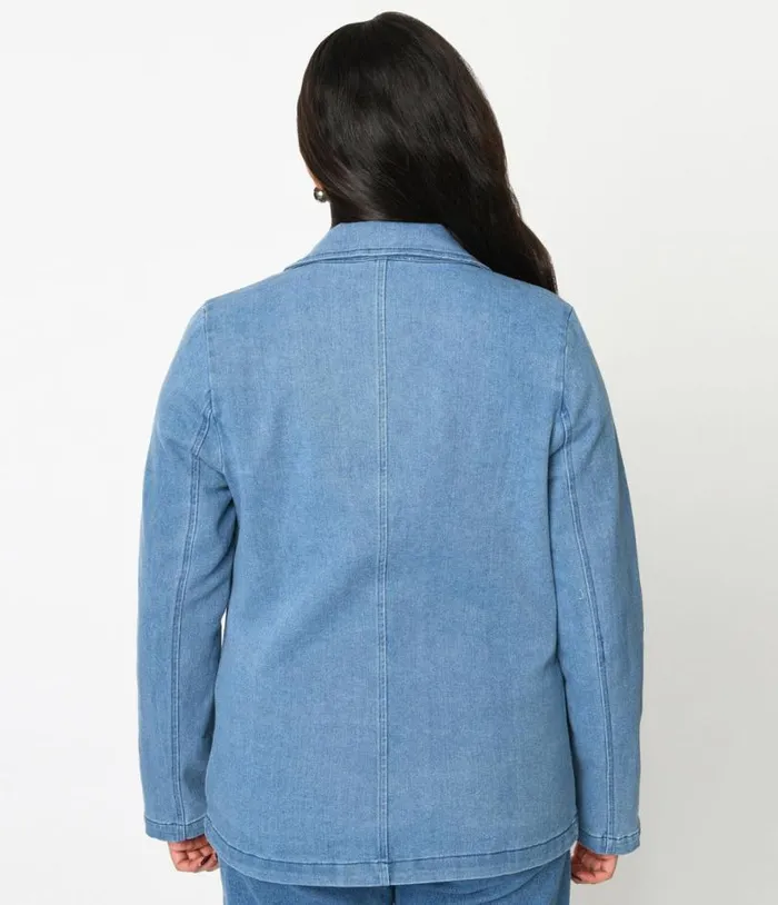 Denim Washed Blazer ClothingPlus Unique Vintage Jackets