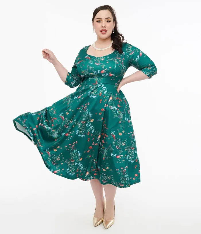 Dolly and Dotty 1950s Green Bird Print Swing Dress Dresses Unique Vintage Pocket Dresses Dolly and Dotty 1950s Green Bird Print Swing Dress Dresses Unique Vintage Pocket Dresses