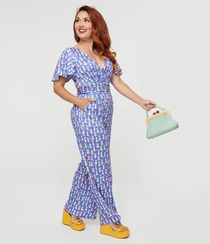 Dolly and Dotty Purple Cats Print Charlotte Jumpsuit Dresses Unique Vintage Pocket Dresses Dolly and Dotty Purple Cats Print Charlotte Jumpsuit Dresses Unique Vintage Pocket Dresses