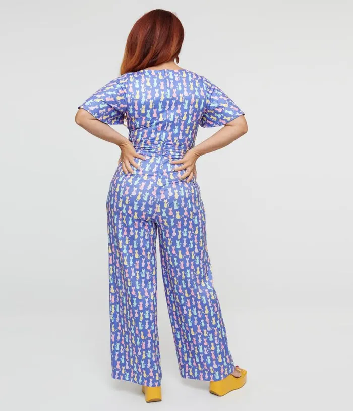 Dolly and Dotty Purple Cats Print Charlotte Jumpsuit Dresses Unique Vintage Pocket Dresses