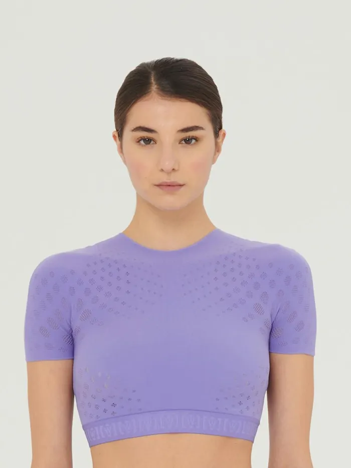 Dots Illusion Net Crop Top Ultra Violet Women Wolford Tops