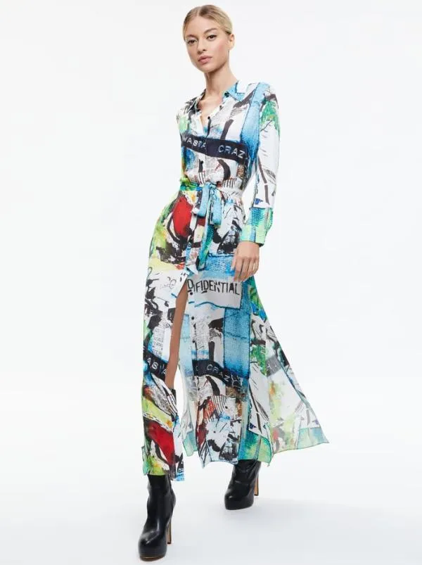 Dresses Women Alice Olivia AO X BASQUIAT CHASSIDY MAXI SHIRT DRESS Confidential