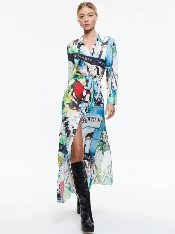 Dresses Women Alice Olivia AO X BASQUIAT CHASSIDY MAXI SHIRT DRESS Confidential