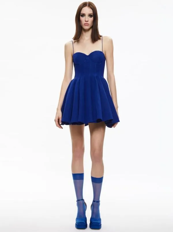 Dresses Women Alice Olivia ADARA SPAGHETTI STRAP BUSTIER MINI DRESS Azure