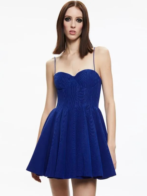 Dresses Women Alice Olivia ADARA SPAGHETTI STRAP BUSTIER MINI DRESS Azure