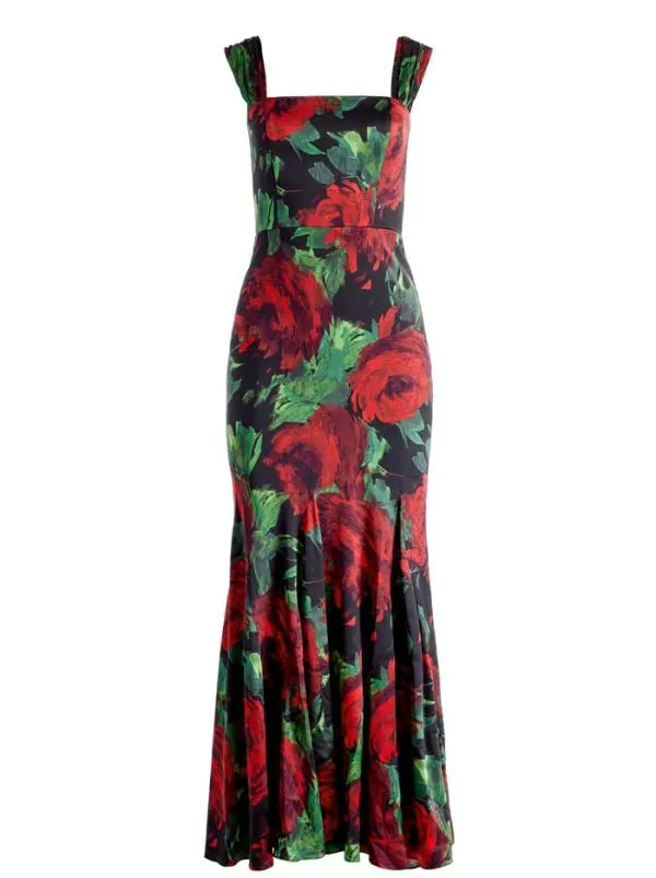 Dresses Women Alice Olivia ARZA OFF SHOULDER MAXI DRESS Cloud Floral Bordeaux Lg