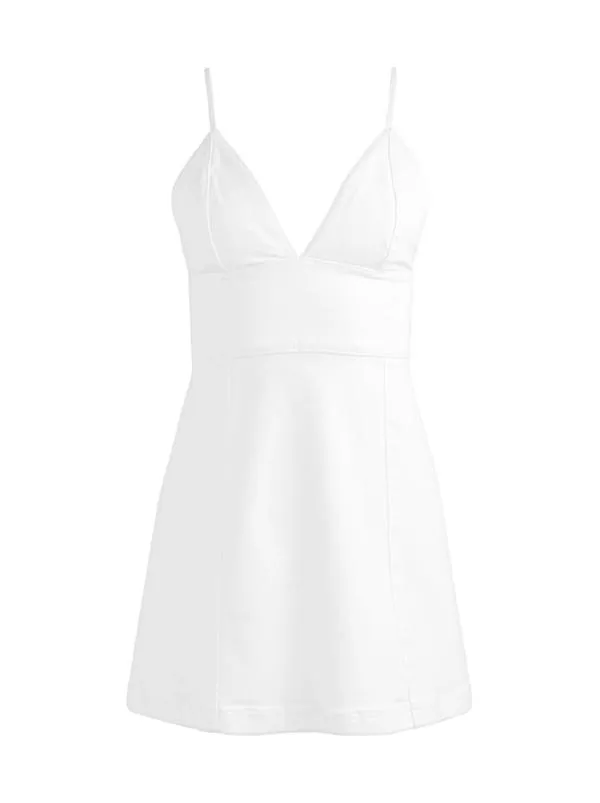 Dresses Women Alice Olivia CARLI SPAGHETTI STRAP DENIM MINI DRESS White