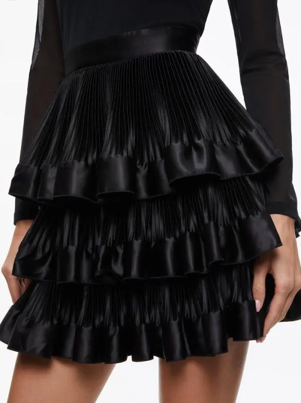 Dresses Women Alice Olivia CHARA TIERED RUFFLE MINI DRESS Black