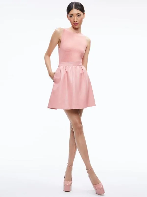 Dresses Women Alice Olivia CHARA VEGAN LEATHER CROC MINI DRESS Rose
