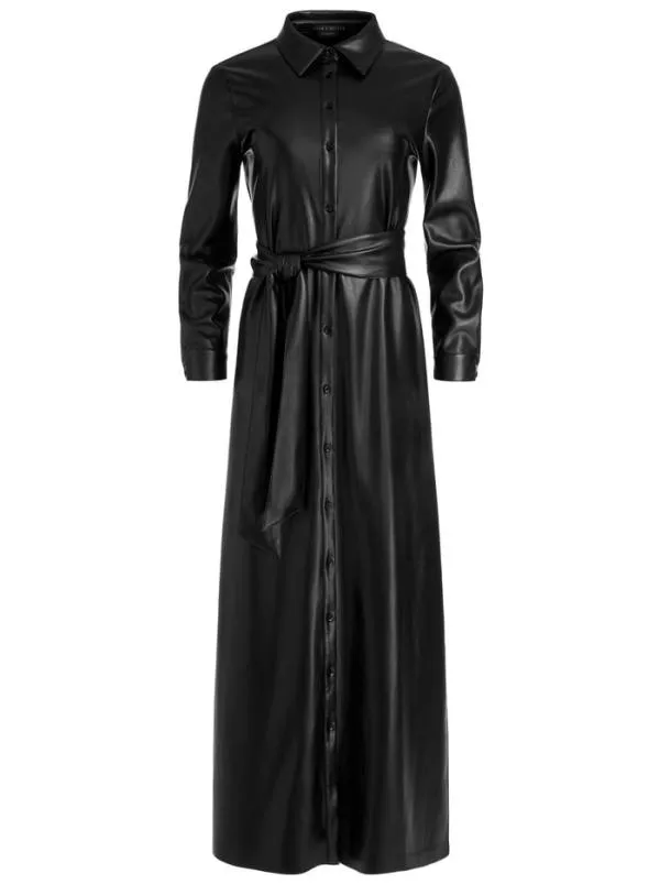 Dresses Women Alice Olivia CHASSIDY VEGAN LEATHER MAXI SHIRT DRESS Black