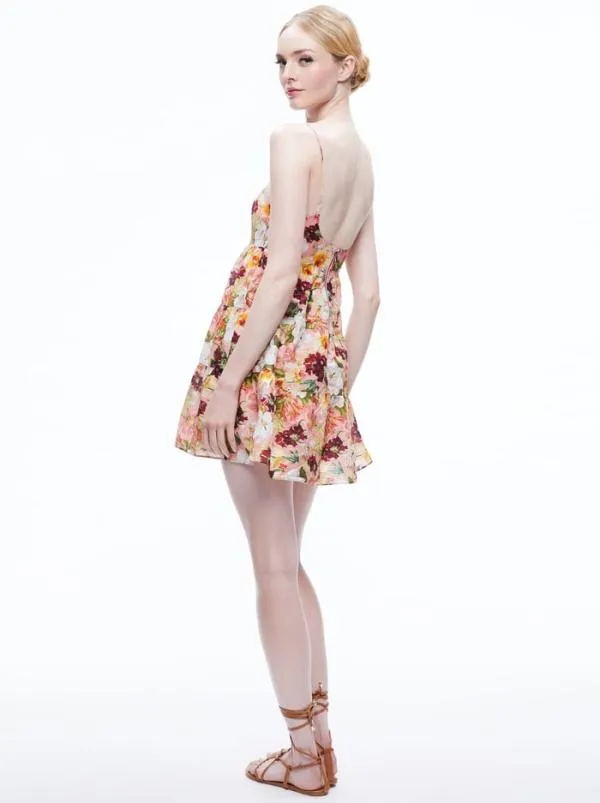 Dresses Women Alice Olivia COLLEEN BABYDOLL MINI DRESS Juniper Floral Rose