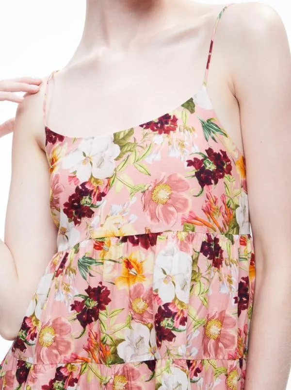 Dresses Women Alice Olivia COLLEEN BABYDOLL MINI DRESS Juniper Floral Rose
