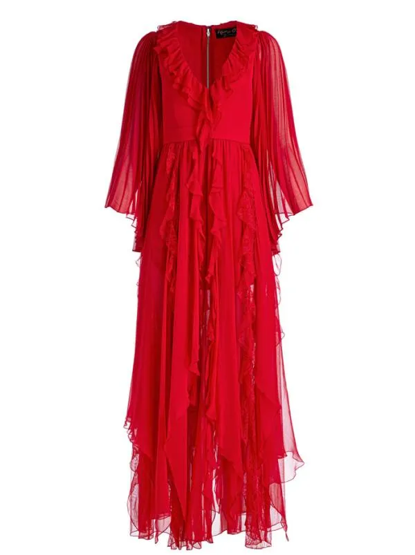 Dresses Women Alice Olivia DAY SUNBURST SLEEVE MAXI DRESS Perfect Ruby