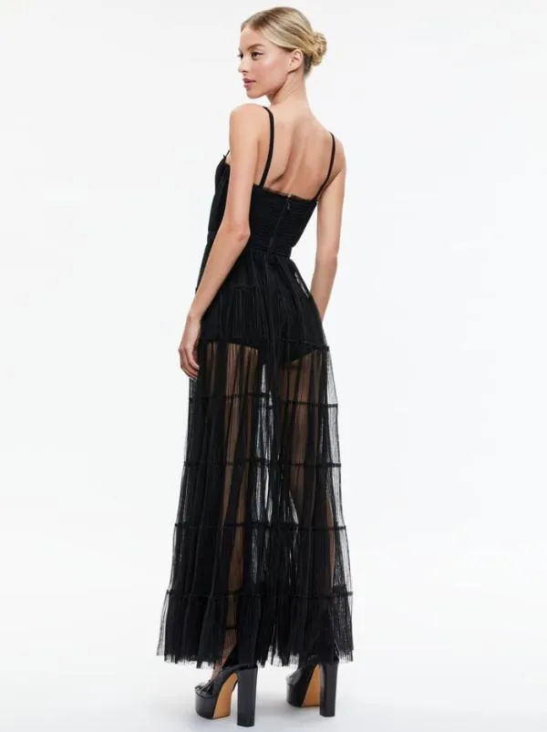 Dresses Women Alice Olivia DEENA PLEATED MAXI DRESS WITH HOT PANT Black