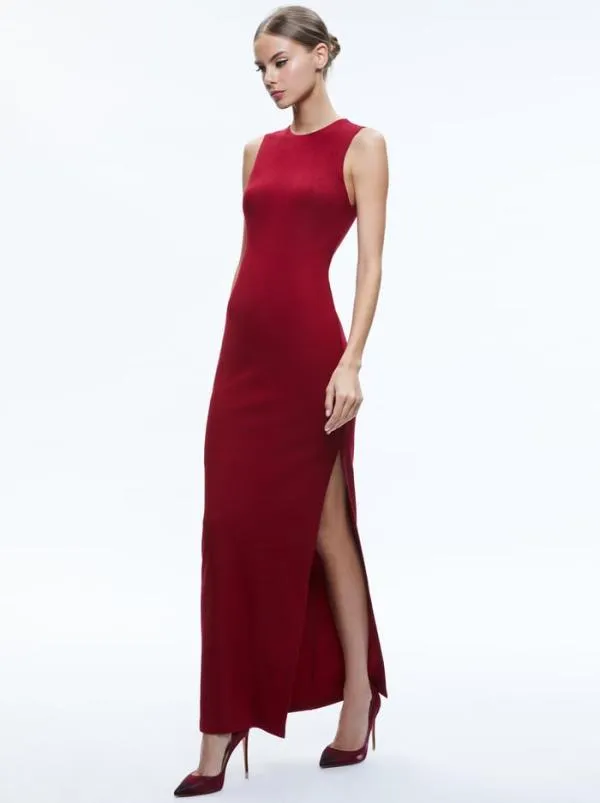 Dresses Women Alice Olivia DELORA SLEEVELESS MAXI DRESS Bordeaux