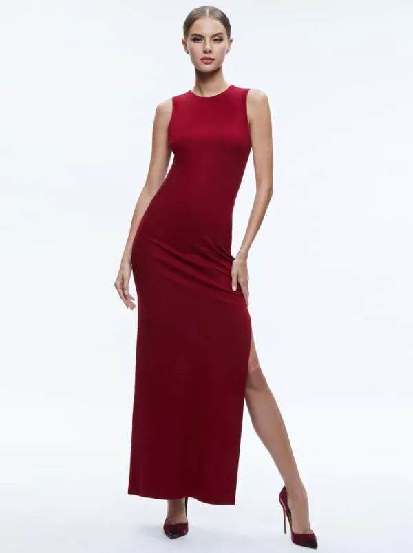 Dresses Women Alice Olivia DELORA SLEEVELESS MAXI DRESS Bordeaux